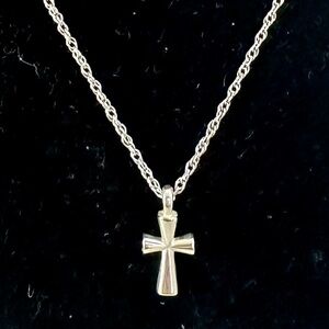 JAMES AVERY Sterling Silver Saint St. Teresa Cross Pendant Necklace; 16”
